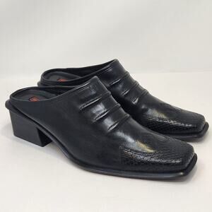 Harley Davidson Dawn Slides Black Leather Mules Women Size 8 M Square Toe Biker